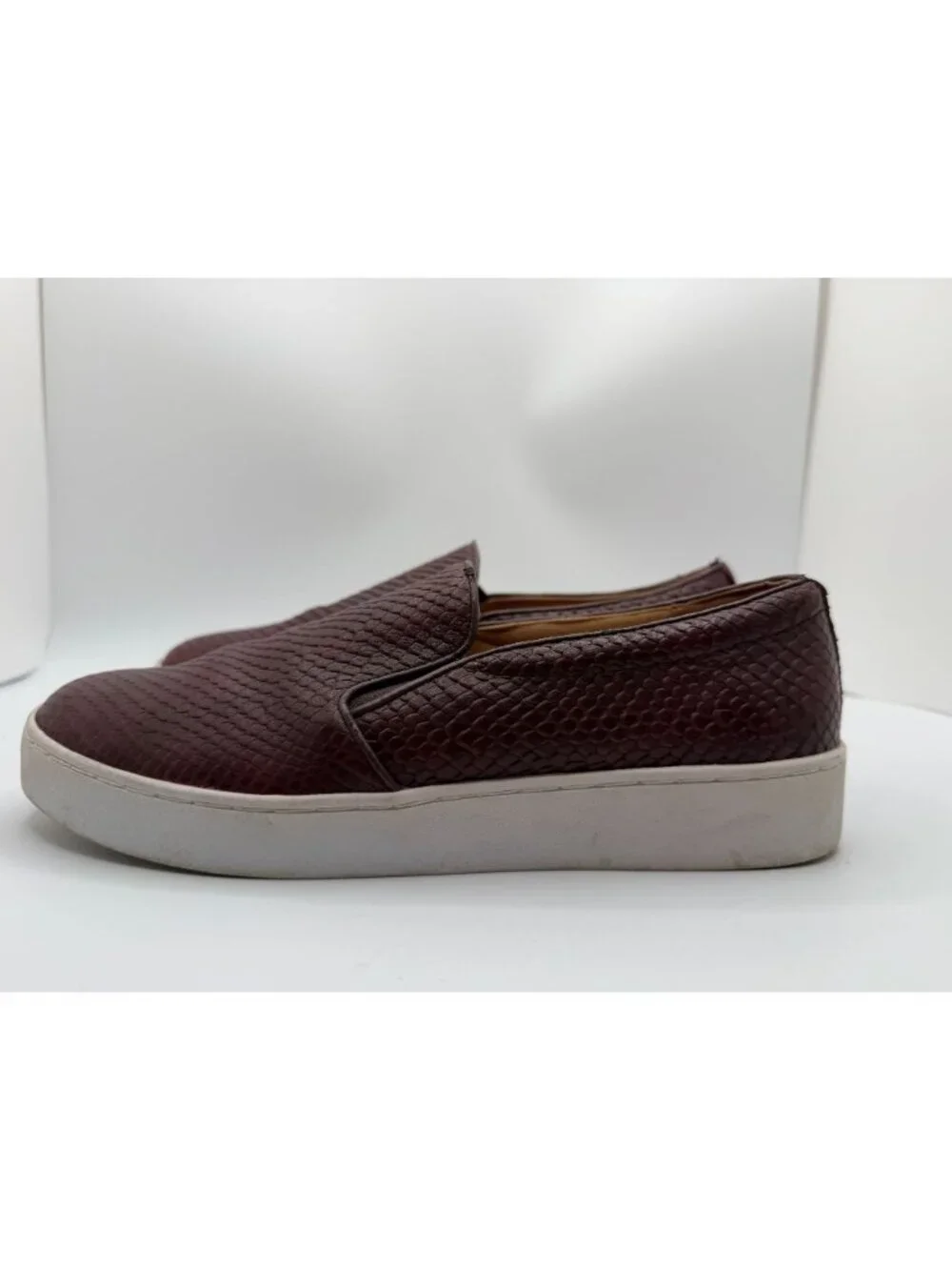 Vionic Midi Snake Texture Slip-On Sneaker Burgundy Women Size 7M Comfort Shoes